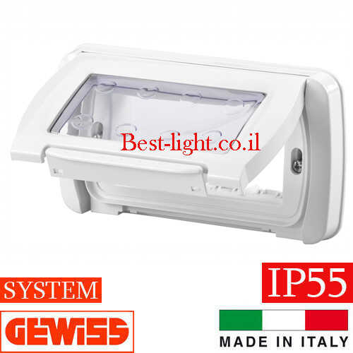 מסגרת לבנה 4 מודול מוגנת מים Gewiss System GW22461 IP55