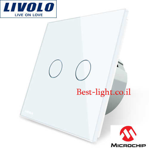 מפסק מגע יחיד מרובע זכוכית לבנה LIVOLO דגם C702-11