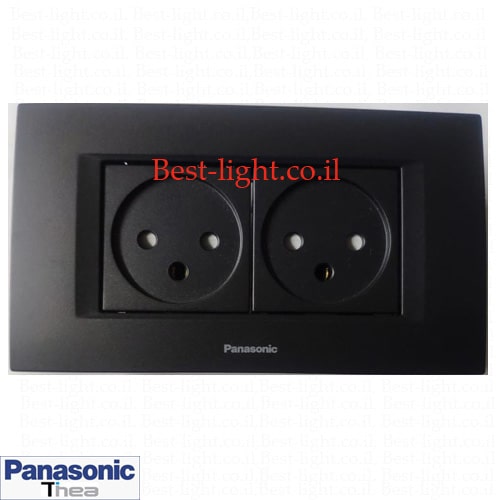 שקע כוח ישראלי כפול שחור Panasonic Thea Optima