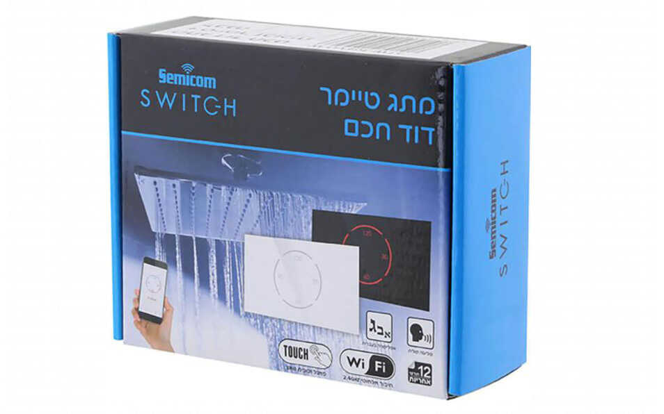 מתג חכם זכוכית לבנה לדוד חשמל Semicom 16A