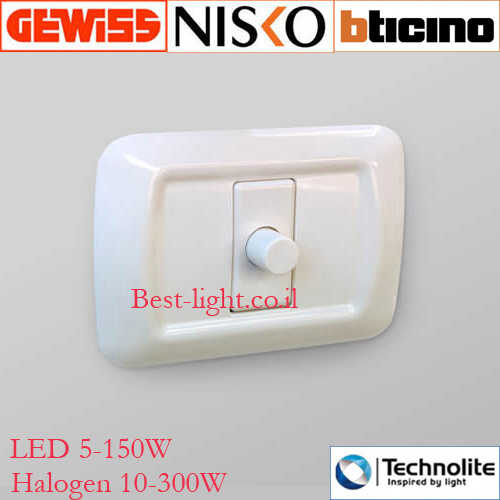 דימר לד סיבובי מלבני לבן 5-150W תואם גוויס וניסקו Technlite