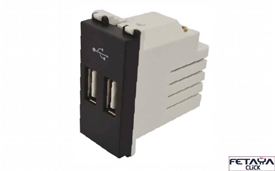 שקע טעינה USB כפול 2.1A שחור מט Fetaya Click 1M 