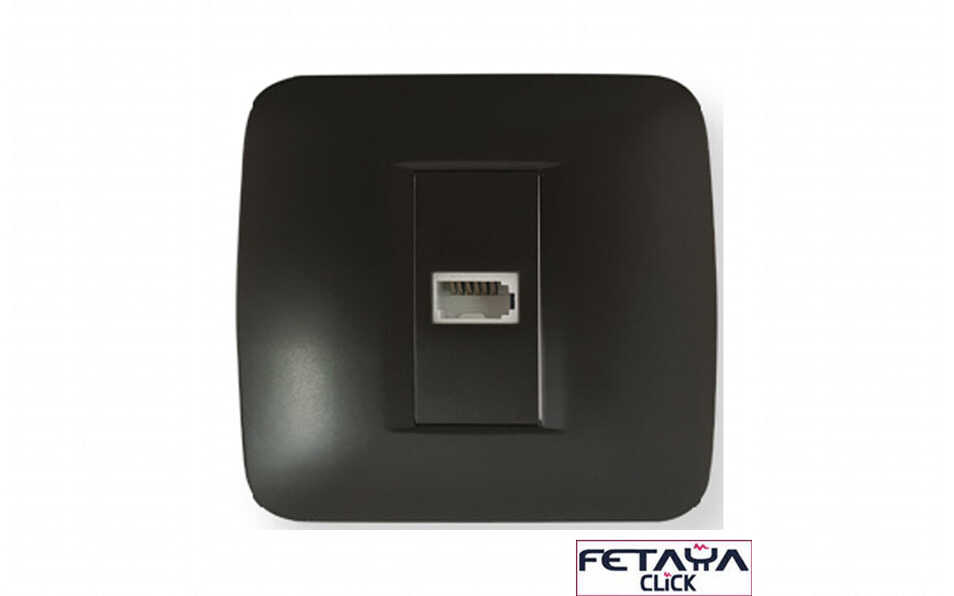 שקע טלפון מרובע שחור מט Fetaya Click