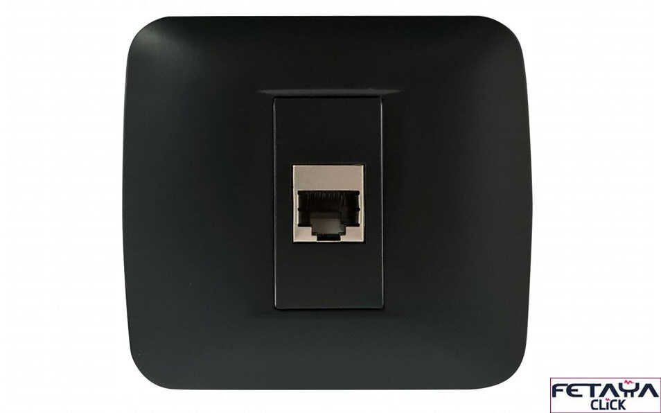שקע רשת RJ45 CAT5E מרובע שחור מט Fetaya Click