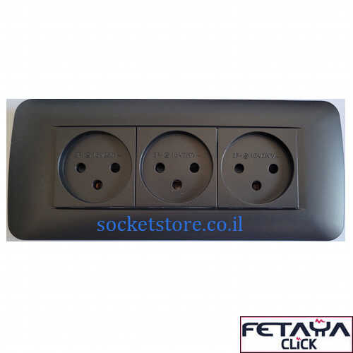 שקע חשמל ישראלי שלישייה שחור מט Fetaya Click