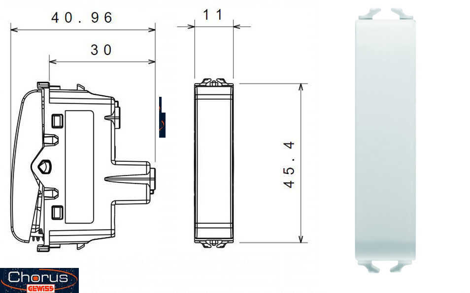 מפסק צר חצי מודול לבן Gewiss Chorus GW10021