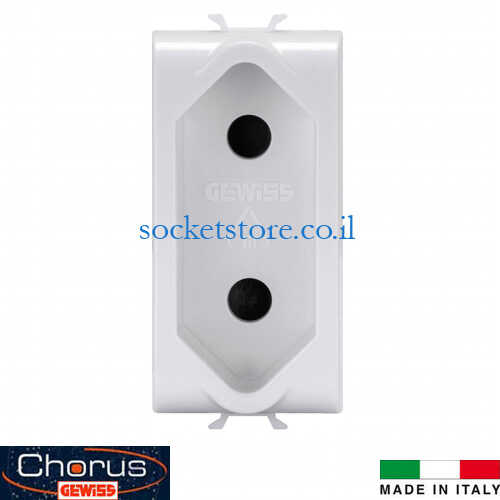 שקע חשמל דו פיני לבן Gewiss Chorus GW10282 1M