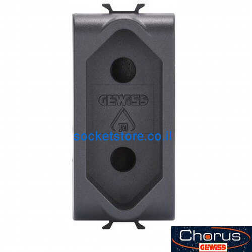שקע דו פיני שחור מט Gewiss chorus GW12282