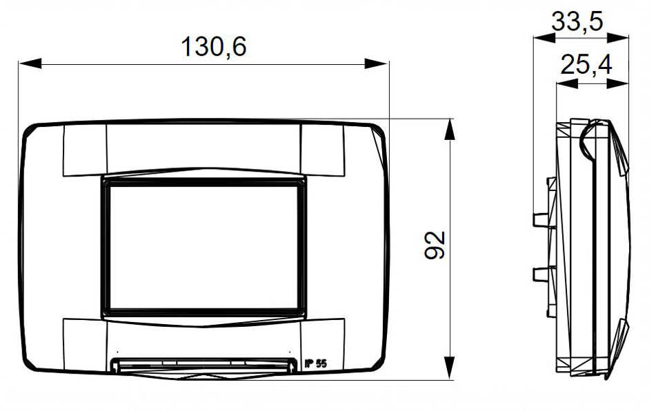 מסגרת שחורה 3 מודול מוגנת מים Gewiss Chorus GW16703TN IP55