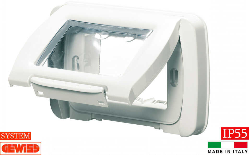 מסגרת לבנה 3 מודול מוגנת מים Gewiss System GW22451 IP55