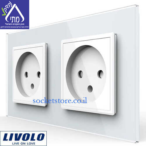 שקע כוח ישראלי כפול לבן LIVOLO C7C2-IL-11