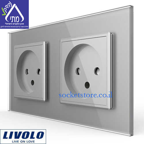 שקע כוח ישראלי כפול אפור LIVOLO C7C2-IL-15