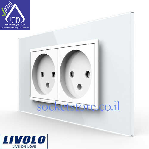 שקע כוח ישראלי כפול צמוד לבן LIVOLO C7C2IL-11