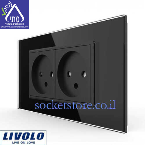 שקע כוח ישראלי כפול צמוד שחור LIVOLO C7C2IL-12