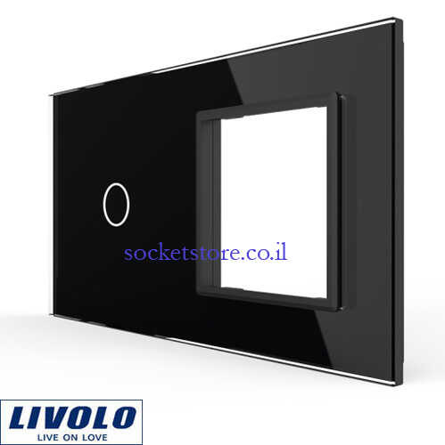 פאנל זכוכית שחורה מגע אחד ומסגרת LIVOLO EU דגם VL-C7-C1/SR-12
