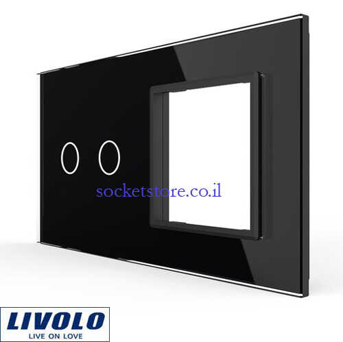 פאנל זכוכית שחורה שני מגעים ומסגרת LIVOLO EU דגם VL-C7-C2/SR-12