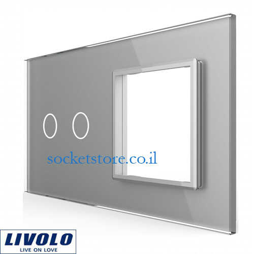 פאנל זכוכית אפורה שני מגעים ומסגרת LIVOLO EU דגם VL-C7-C2/SR-15
