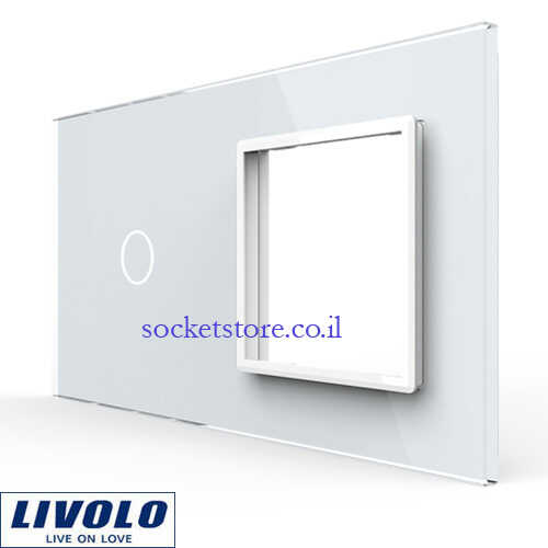 פאנל זכוכית לבנה מגע אחד ומסגרת LIVOLO EU דגם VL-C7-C1/SR-11
