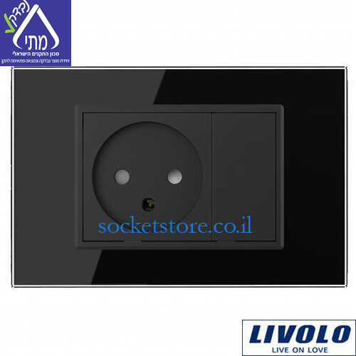 שקע כוח ישראלי מלבני שחור LIVOLO VL-C9C1IL-12