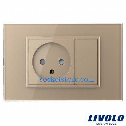 שקע כוח ישראלי מלבני זהב LIVOLO VL-C9C1IL-14