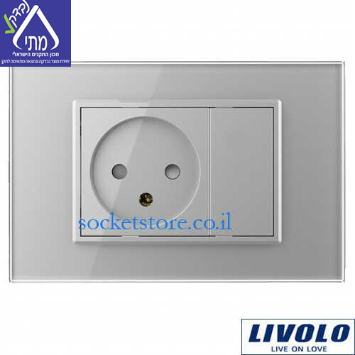 שקע כוח ישראלי מלבני אפור LIVOLO VL-C9C1IL-15