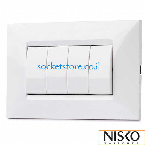 מפסק רביעייה לבן מלבני NISKO Switch BE