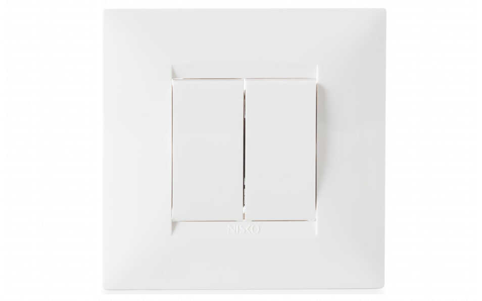 מפסק כפול לבן מרובע NISKO Switch BE 60mm