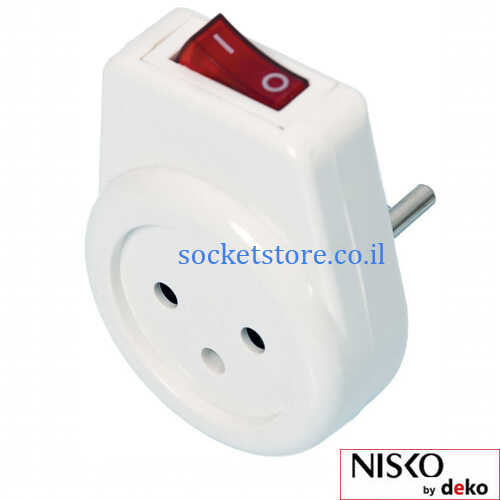 מתאם שקע תקע עם מפסק מואר NISKO by deko DSS-1