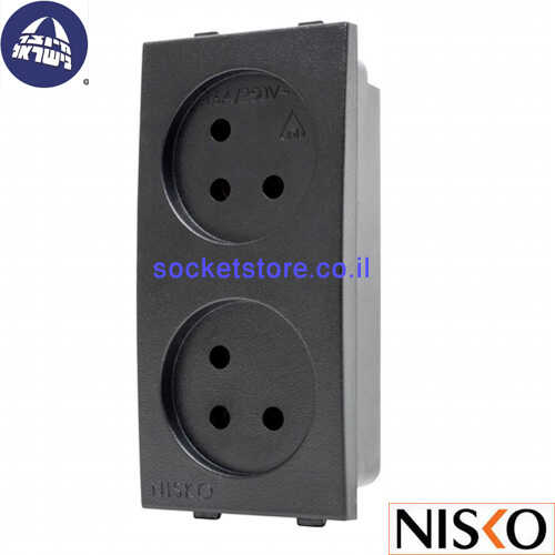 שקע כוח כפול שחור מט לעמדת NISKO HOME & OFFICE