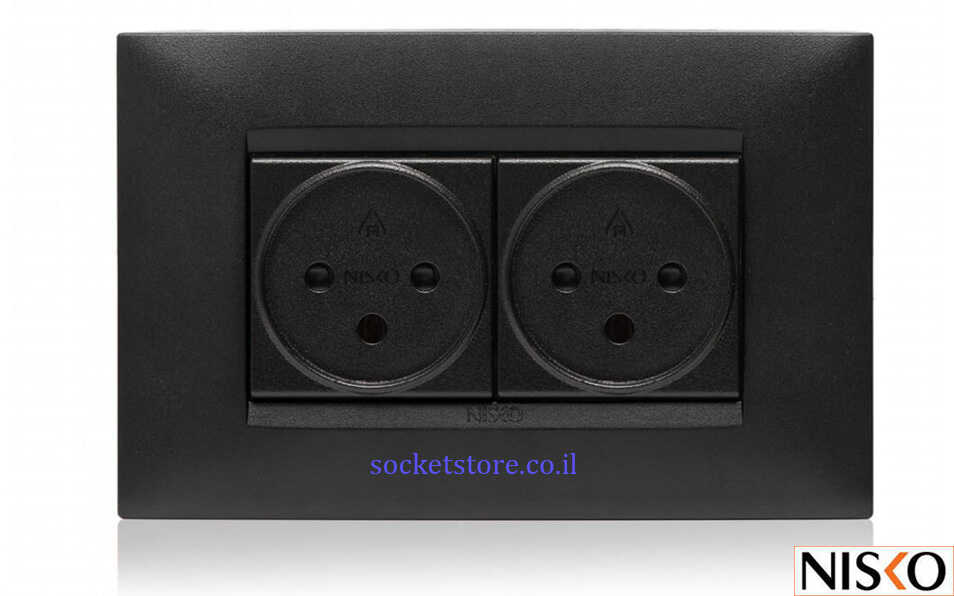 שקע כוח ישראלי כפול שחור מט NISKO Switch BE105