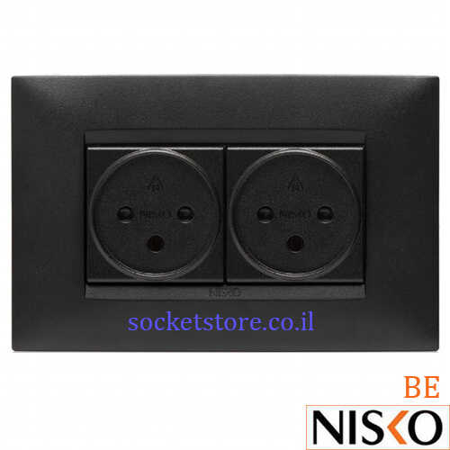 שקע כוח ישראלי כפול שחור מט NISKO Switch BE105