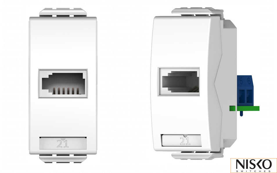 שקע טלפון RJ11 לבן 1 מודול NISKO Switch