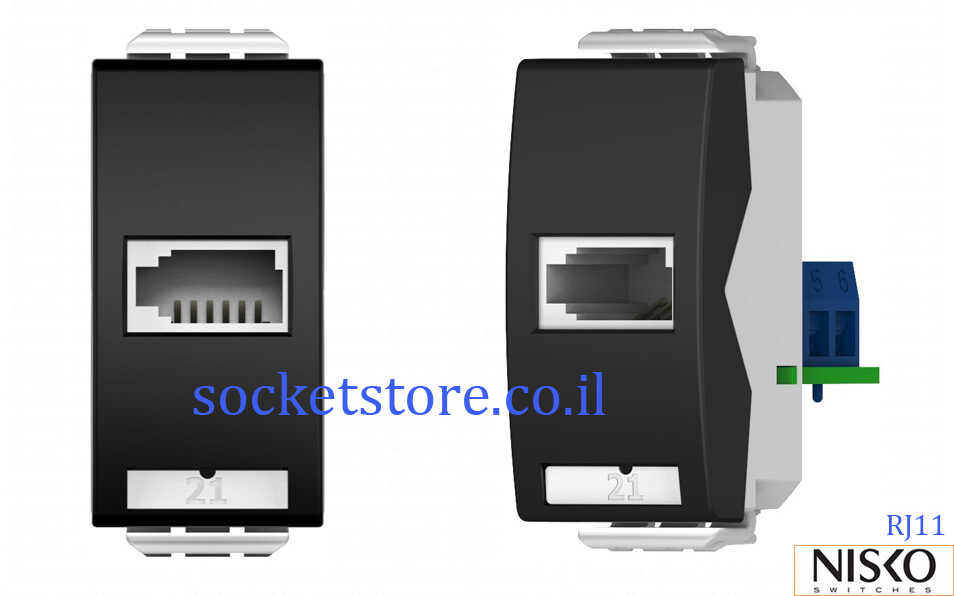 שקע טלפון RJ11 שחור 1 מודול NISKO Switch
