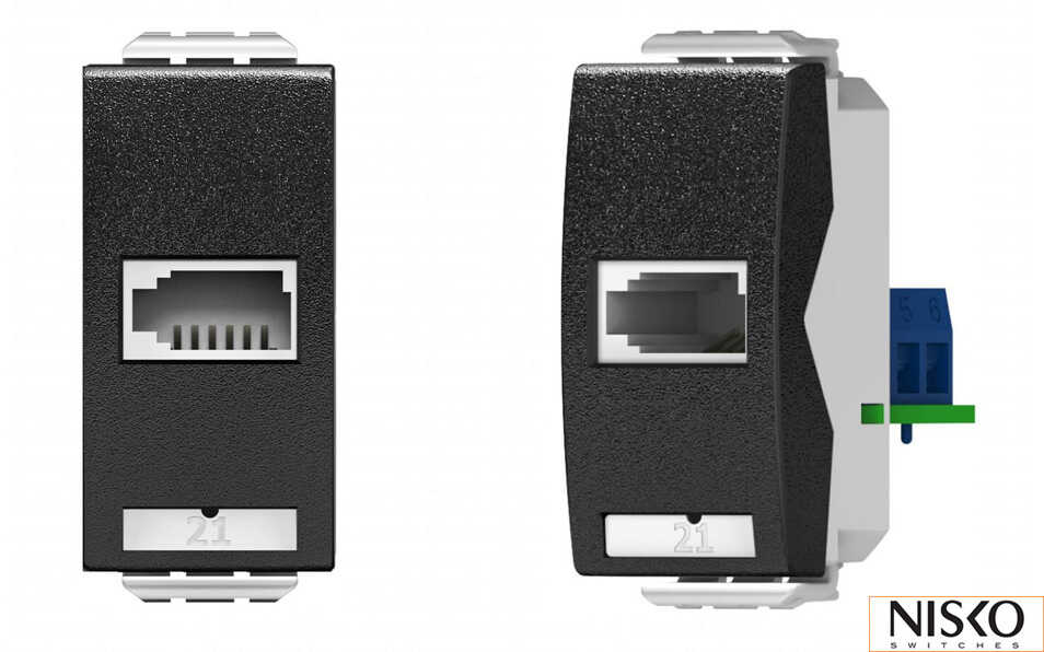 שקע טלפון RJ11 שחור מט 1 מודול NISKO Switch