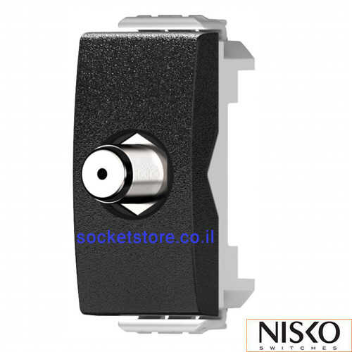 שקע קואקס TV שחור מט 1 מודול Nisko Switch