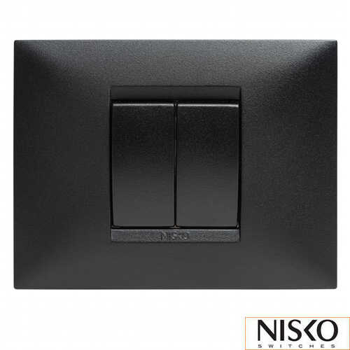 מפסק כפול מלבני שחור מט NISKO Switch BE