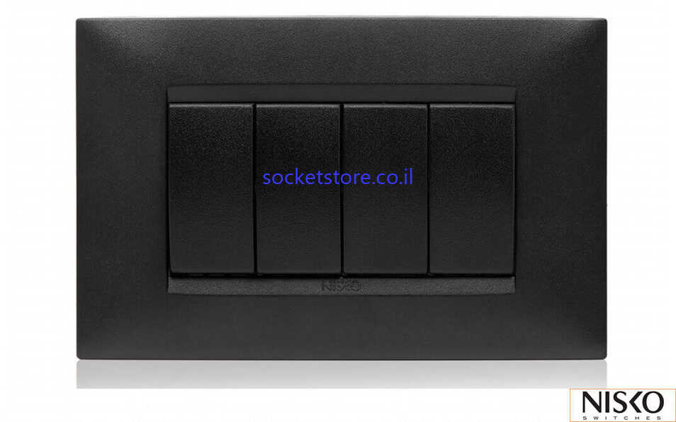 מפסק רביעייה מלבני שחור מט NISKO Switch BE