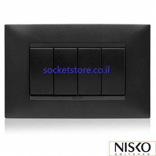 מפסק רביעייה מלבני שחור מט NISKO Switch BE
