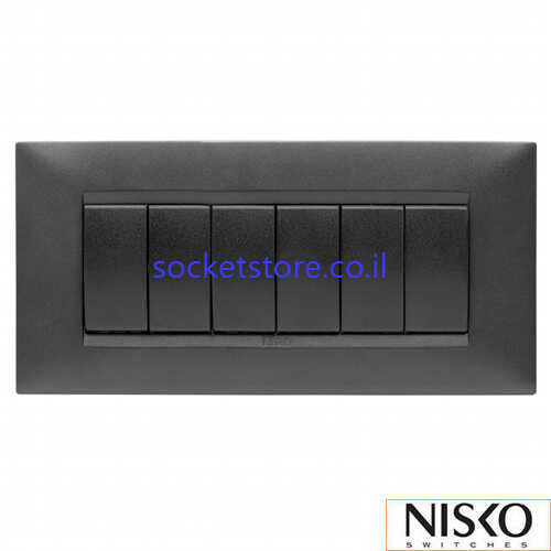 מפסק שישייה מלבני שחור מט NISKO Switch BE