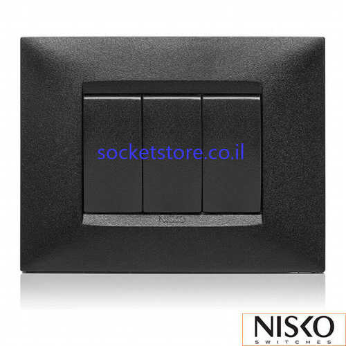 מפסק שלישייה מלבני שחור מט NISKO Switch BE