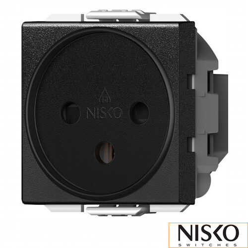 שקע כוח ישראלי 2 מודול שחור מט NISKO Switch