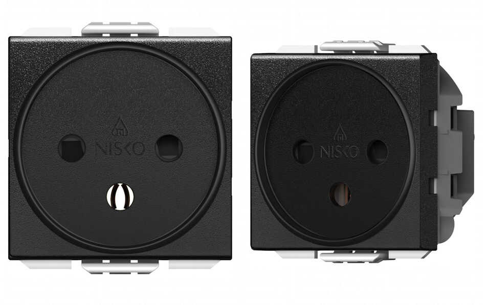 שקע כוח ישראלי 2 מודול שחור מט NISKO Switch