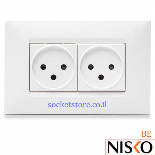 שקע כוח ישראלי כפול לבן NISKO Switch BE