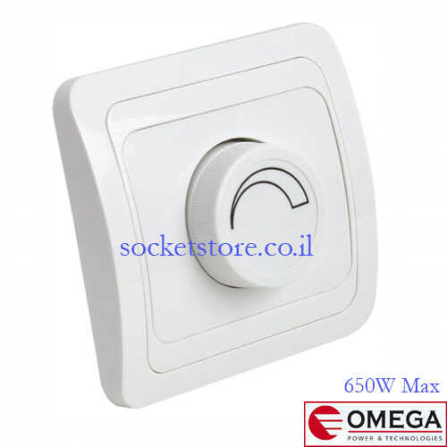 
דימר סיבובי מרובע לבן OMEGA 650W Max