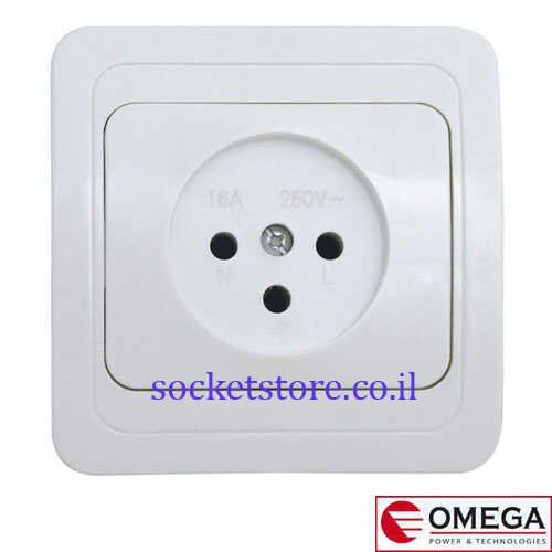 שקע כוח ישראלי מרובע לבן OMEGA