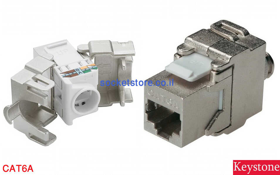 שקע רשת לחיצה Kestone RJ45 CAT6A