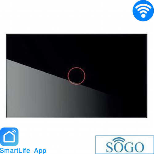 מפסק מגע יחיד מלבני זכוכית שחורה SOGO WiFi