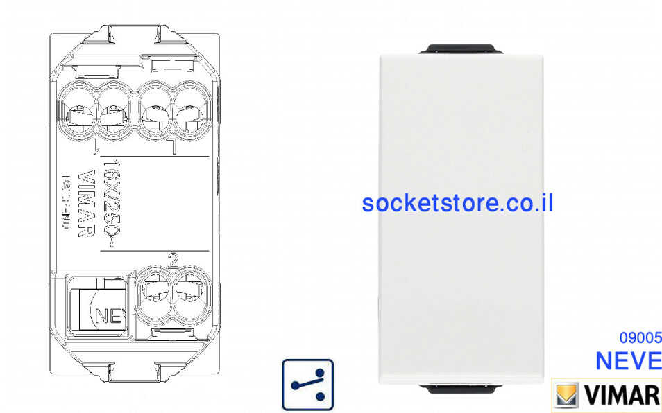 מפסק מחליף לבן 1 מודול VIMAR NEVE UP 09005 16A