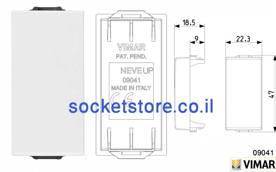 כיסוי דמה לבן 1 מודול VIMAR NEVE UP 09041 