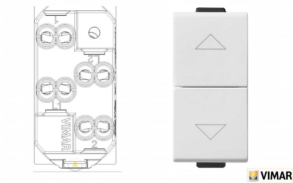 לחצן תריס לבן 1 מודול VIMAR NEVE 09062